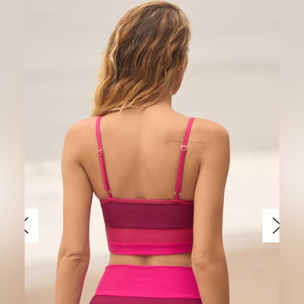 Beach Riot Eva Bikini Top Raspberry Colorblock - Picture 3 of 8